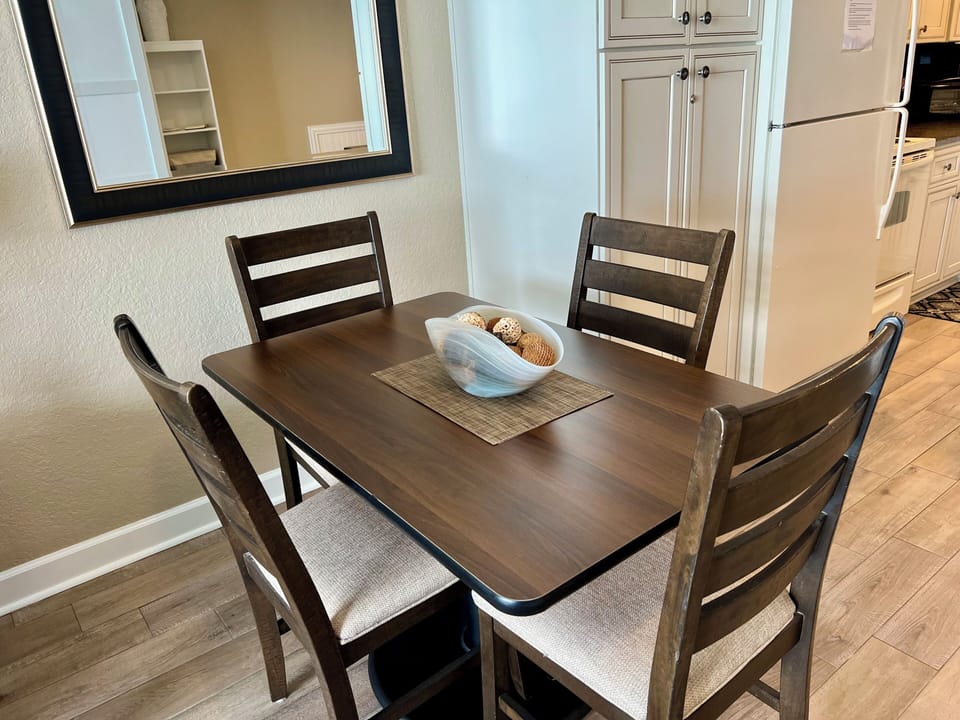 Dining table seats four