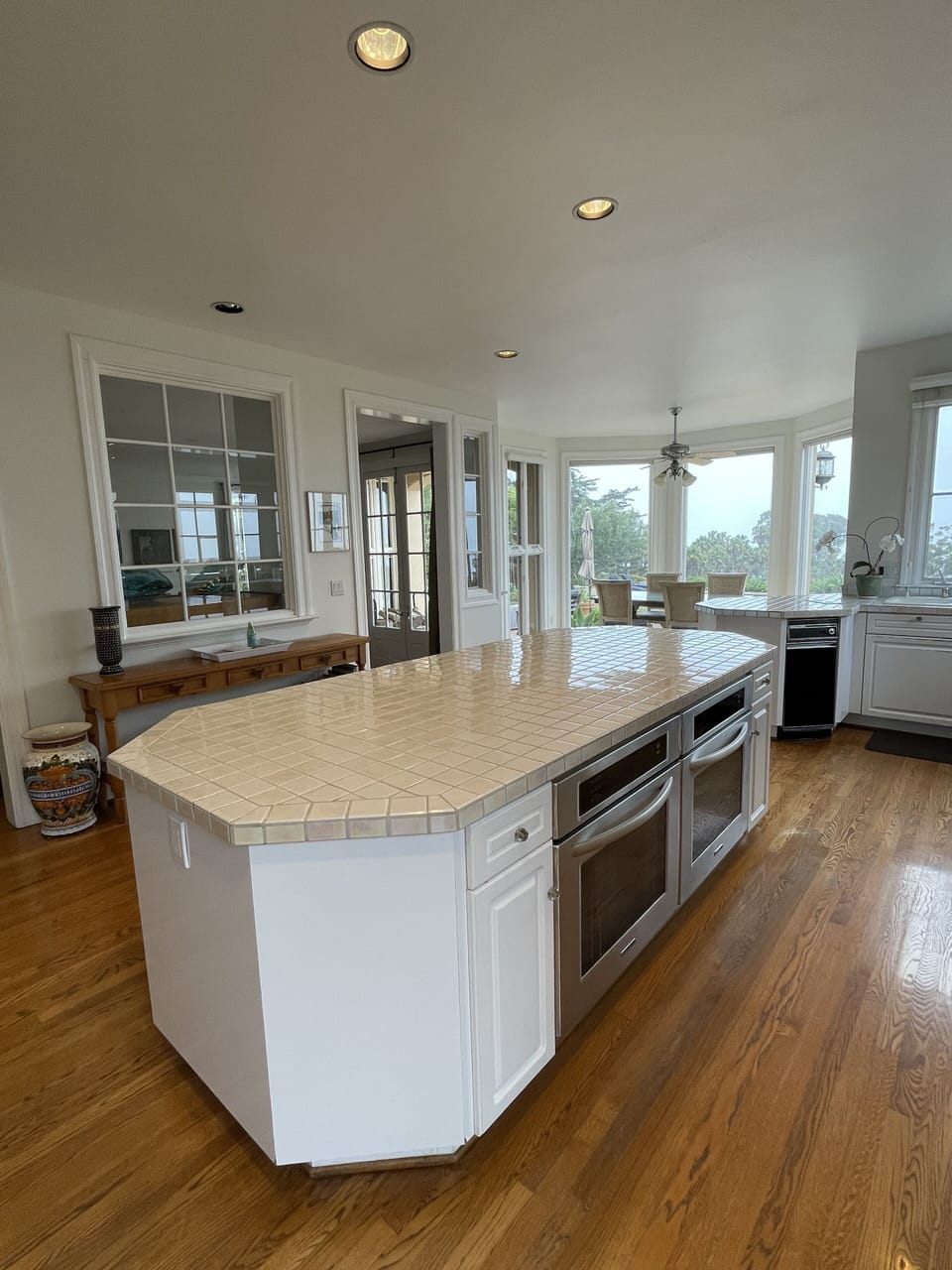 Kitchen complete with double ovens, gas stove, Sub-Zero refrigerator