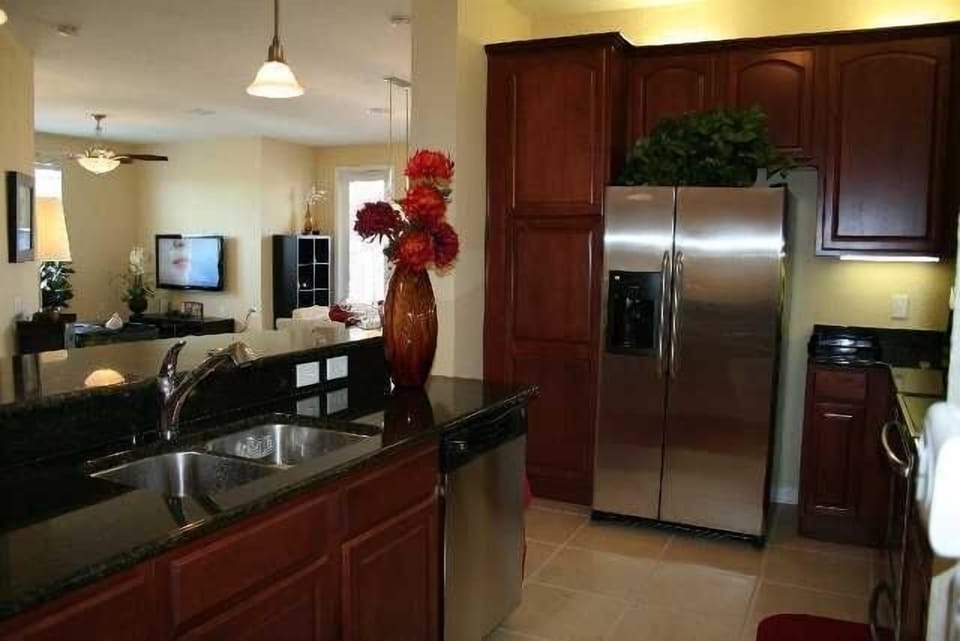 Spacious view from the kitchen to the Living & Dining area