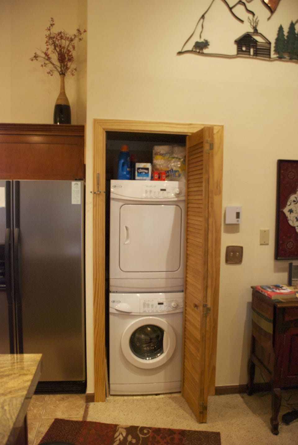 Washer and dryer in unit.