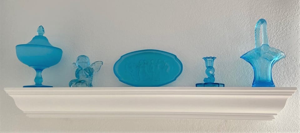 Vintage Coastal Blue DG mirrors the soothing Seaside Vistas @ end of our Street