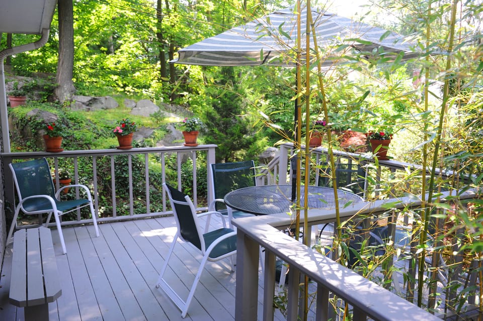 Front deck; great for eating, reading, relaxing.