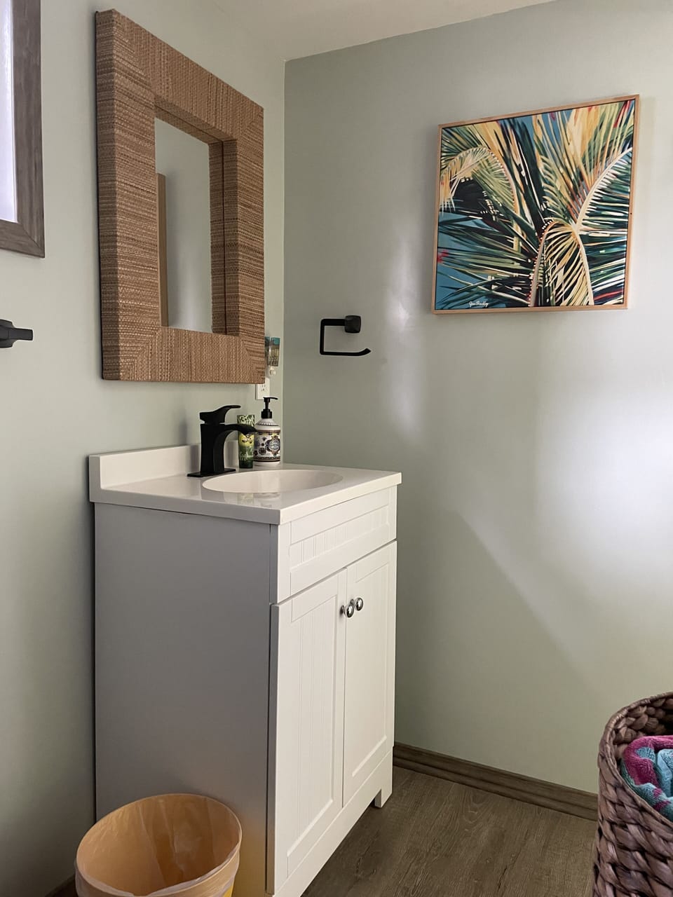 Refreshed bathroom off of kitchen