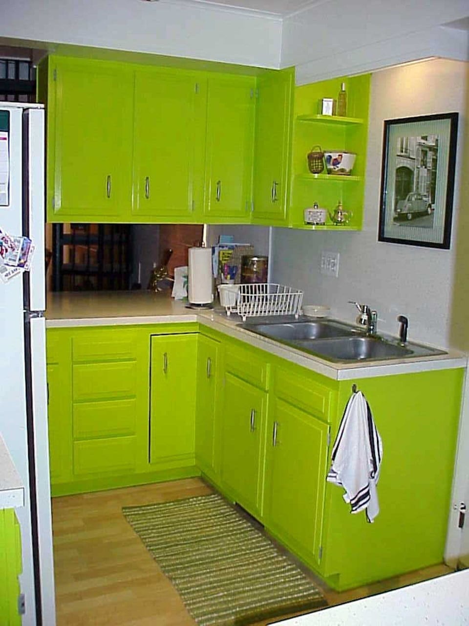 Kitchen with gas range and microwave