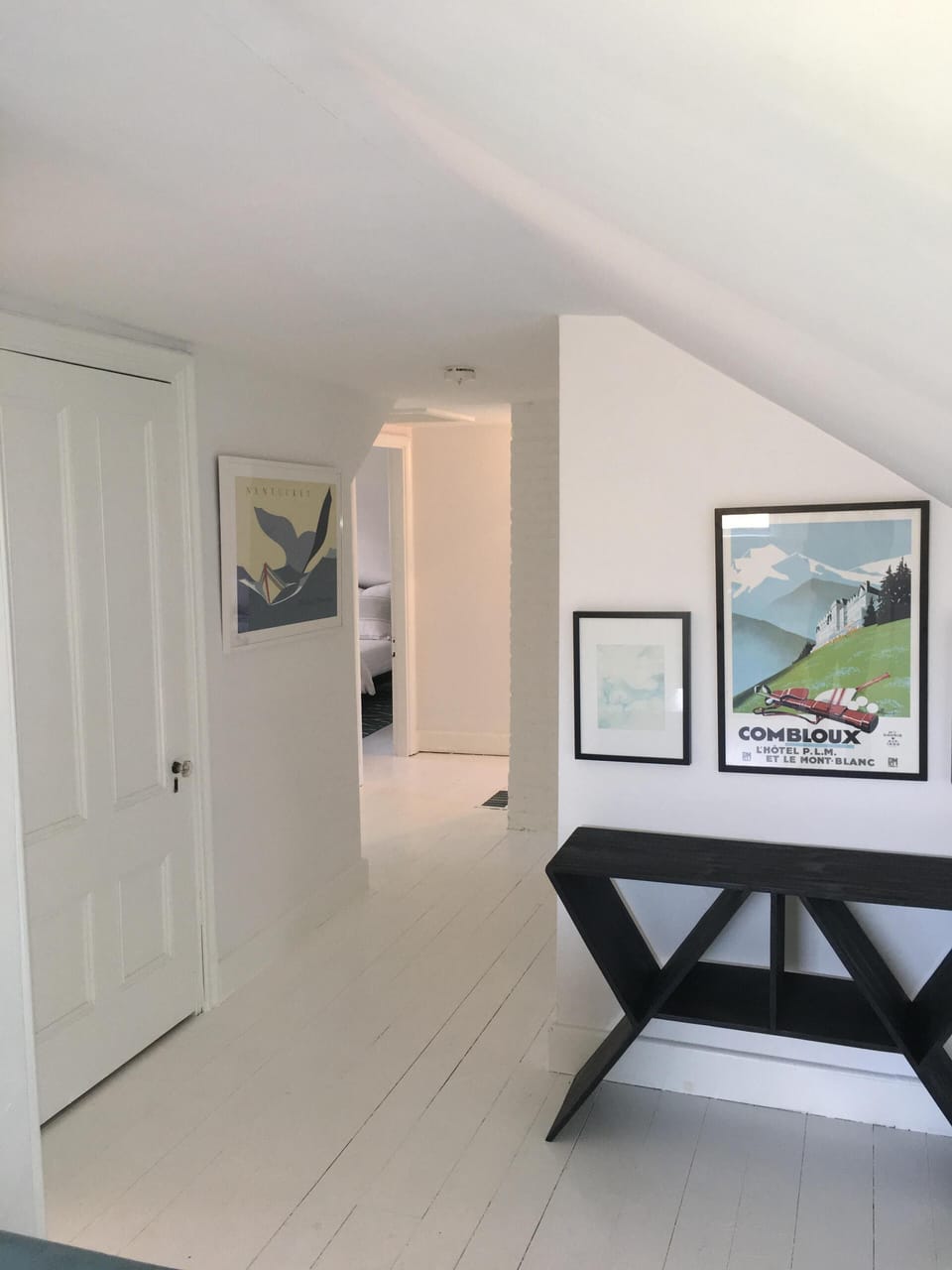 Upstairs is light and airy