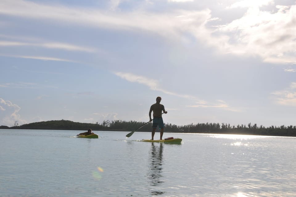 Kayaks, paddle boards, and boogie boards are available for water fun.