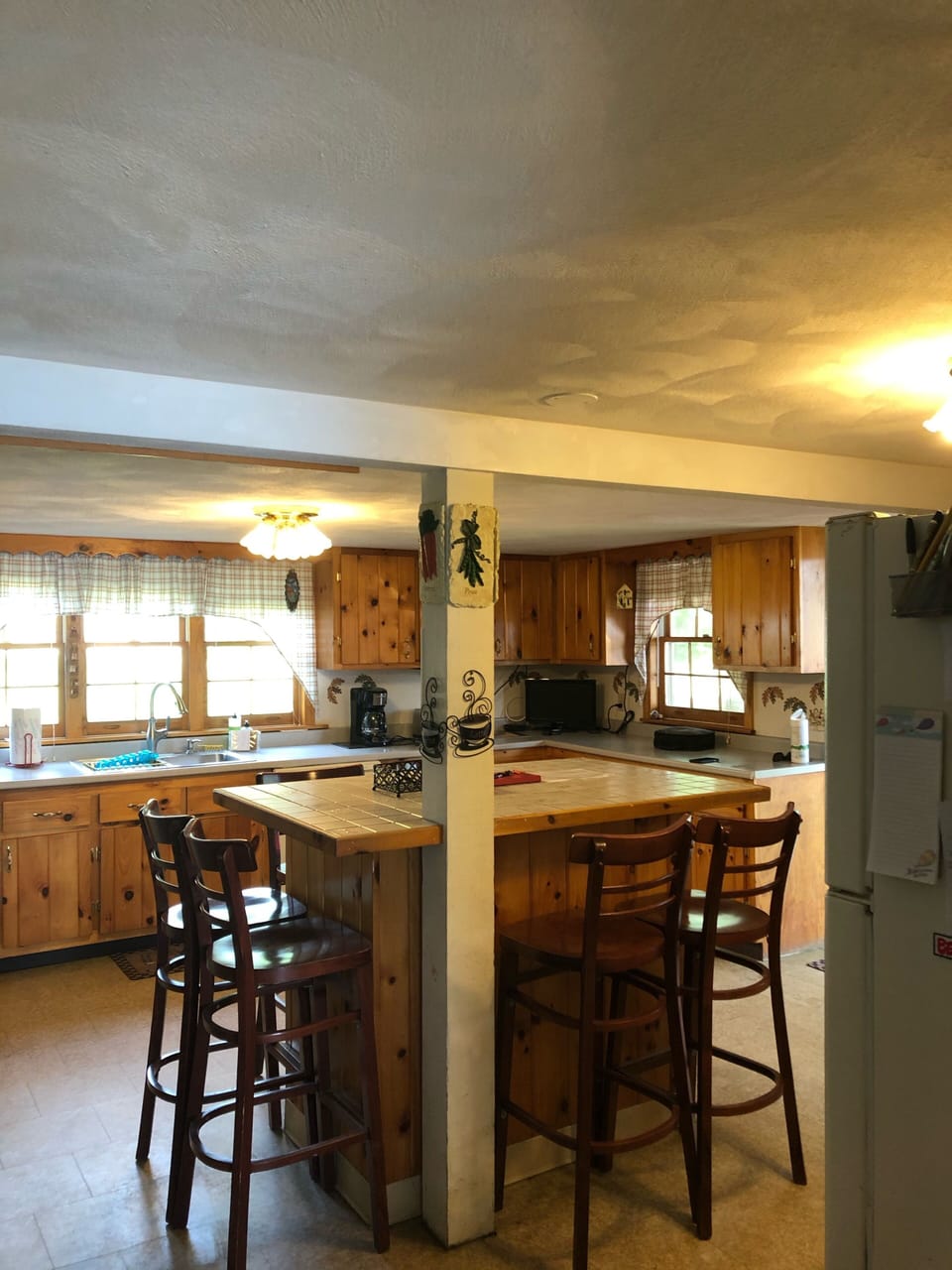 View from living area into kitchen 