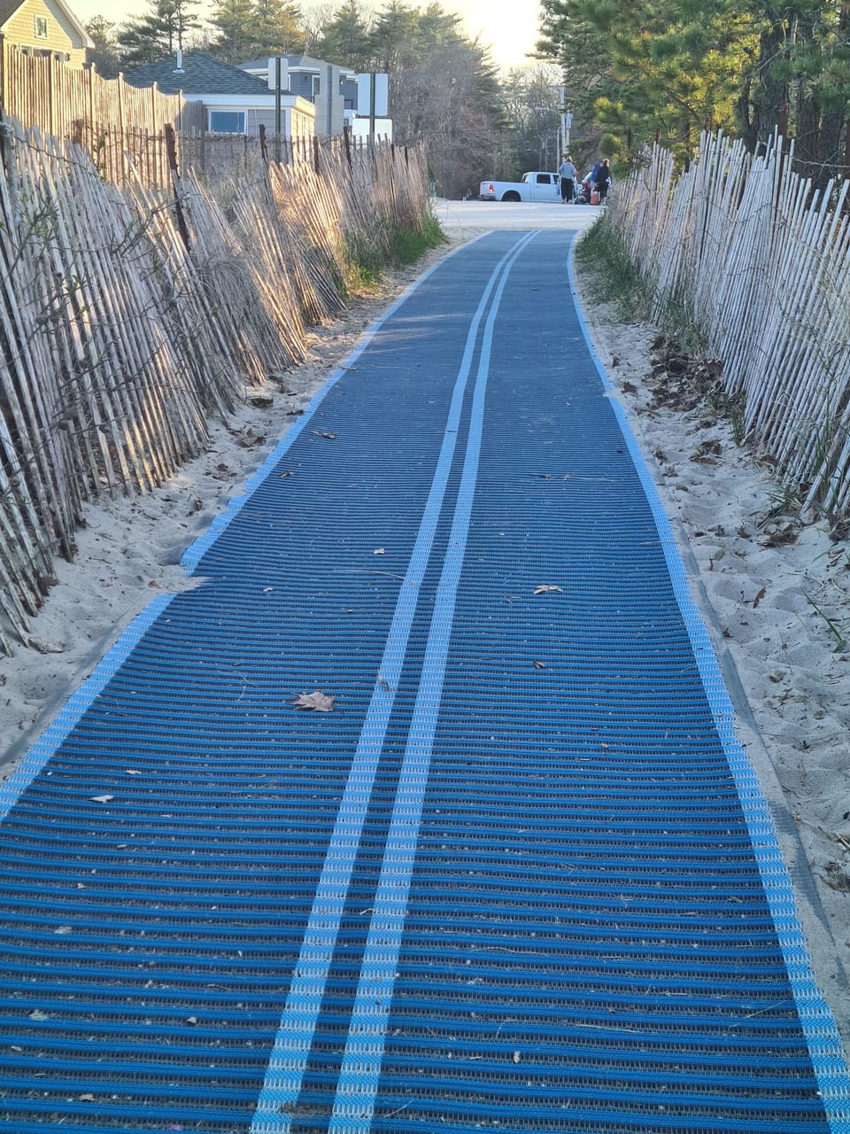 Entrance to the beach with heavy grade mat allows easier access