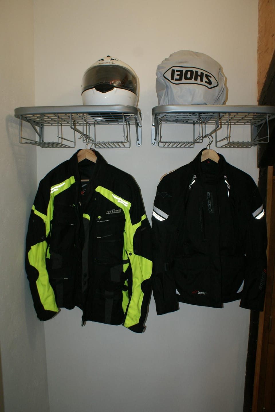 Special area for motorcycle clothing storage