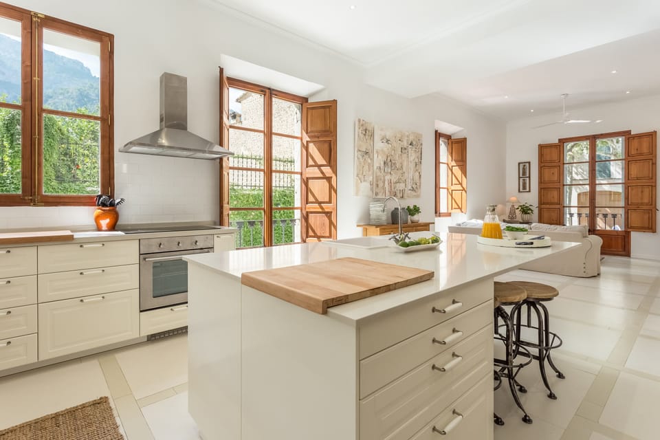 Section of open plan kitchen