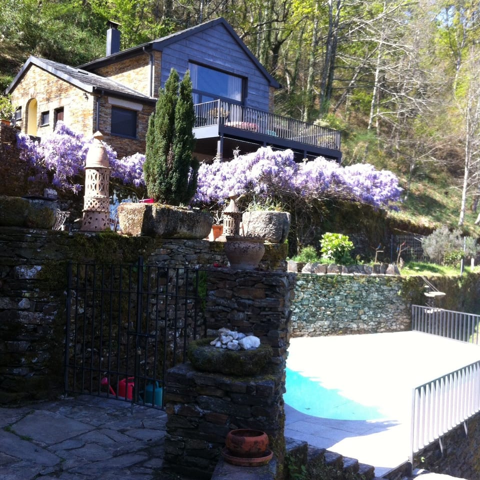 The Lodge, terrace and pool 