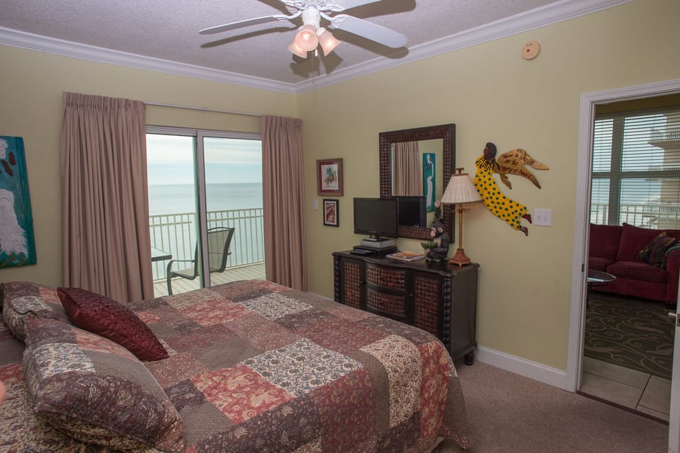 Master bedroom with flat screen.