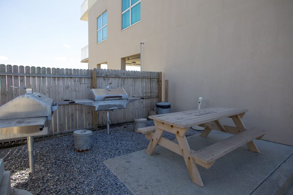2 Community use charcoal grills.