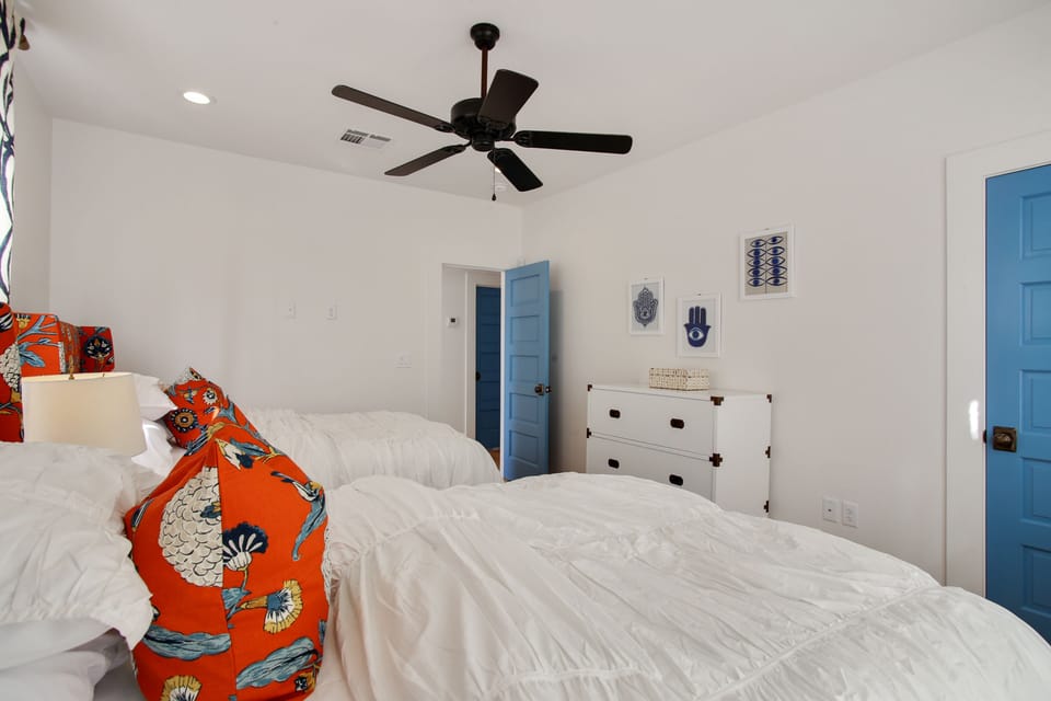 Double full beds. Upstairs.