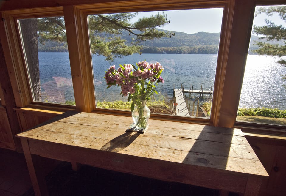 View from lakeside enclosed porch