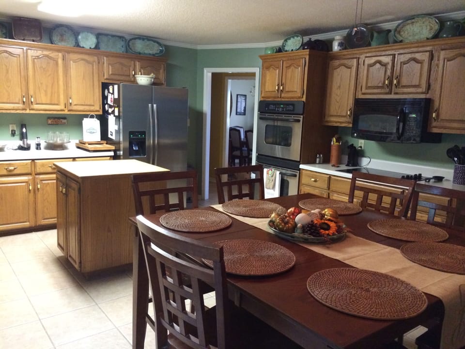 The kitchen--where the family gathers and meals are prepared