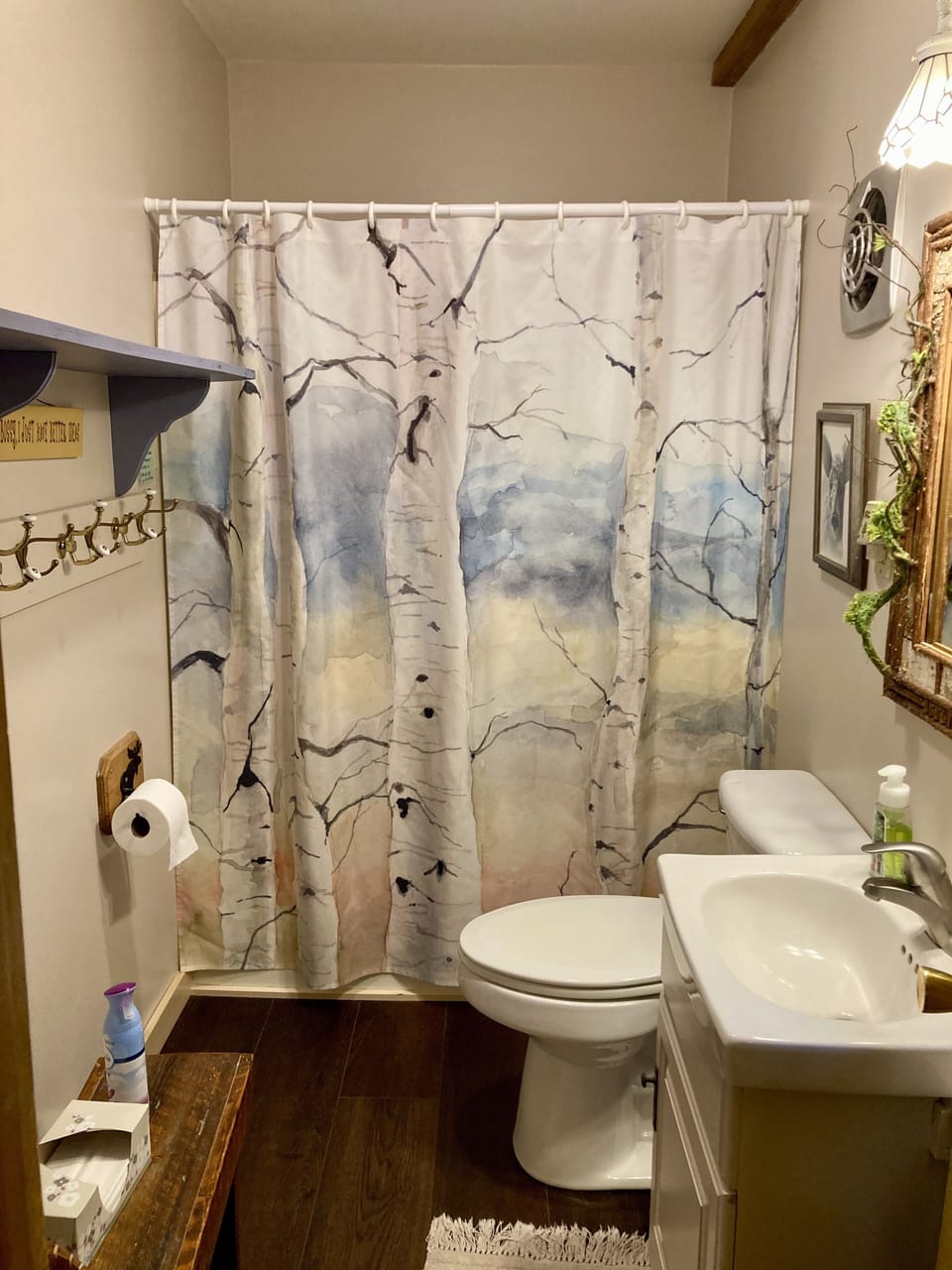 Bathroom with tub and shower.