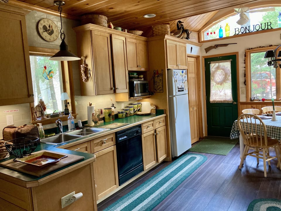 Large kitchen with dishwasher.
