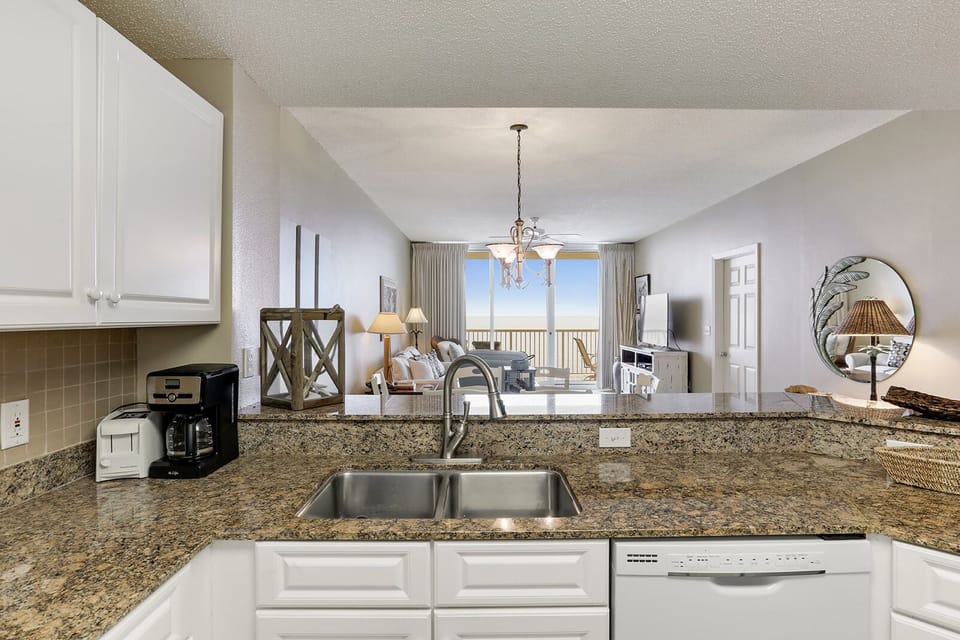 Unit view looking from kitchen to Gulf