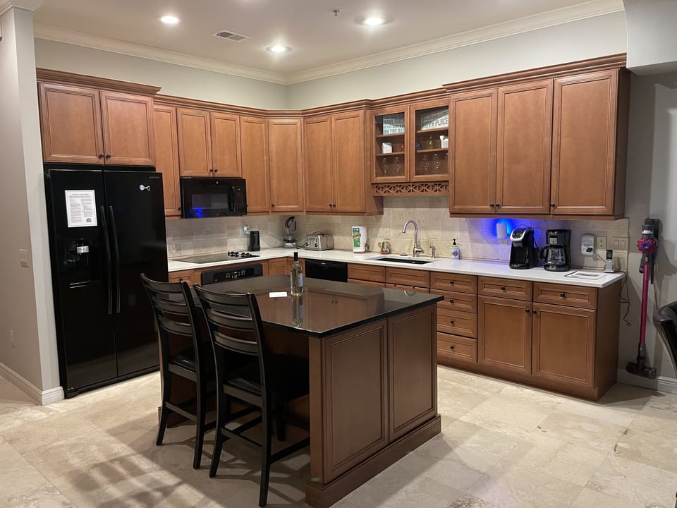Large kitchen with island and all the amenities. 