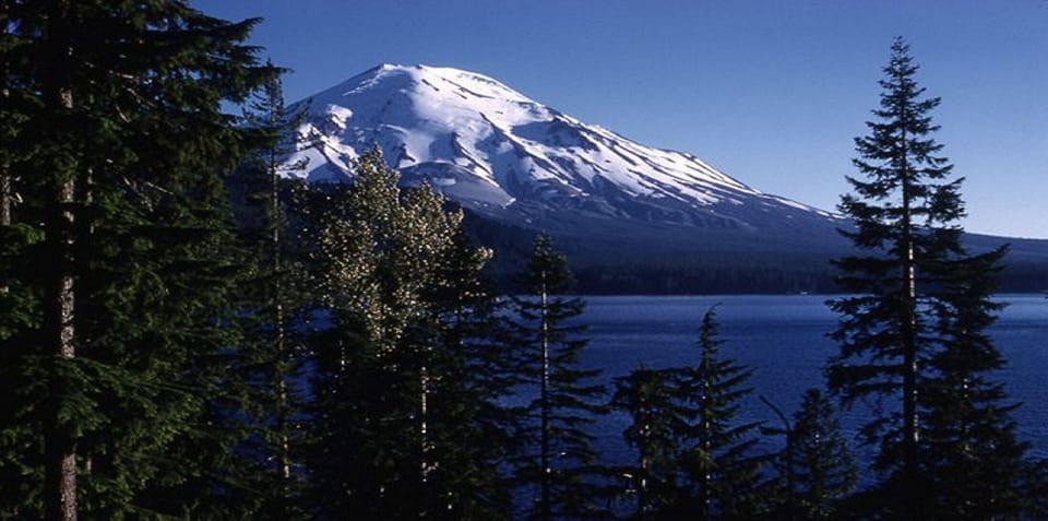 This is Mt. St. Helens with Spirit Lake before the May 18, 1980 eruption.