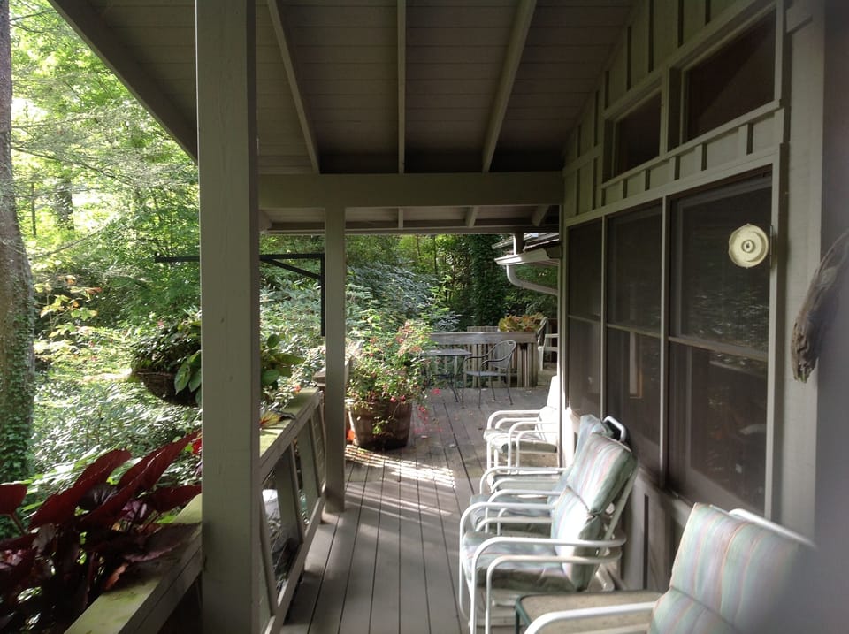deck facing lake