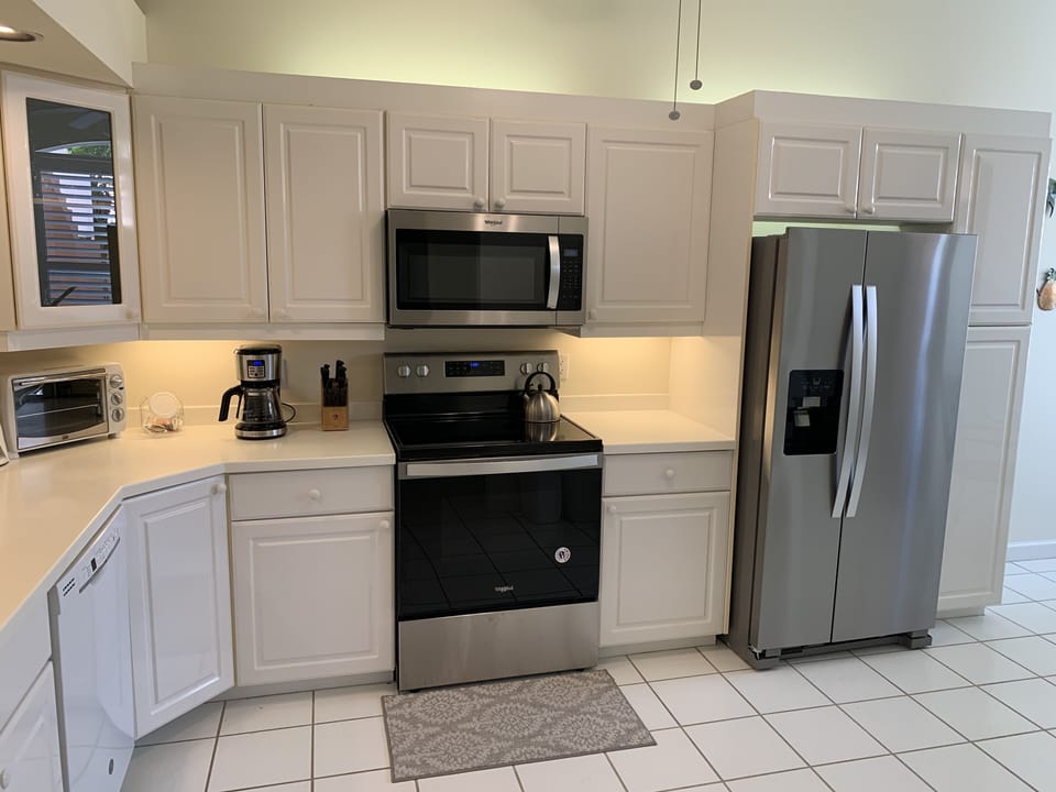 Everything you want in a kitchen.  New refrigerator, stove and dishwasher. 