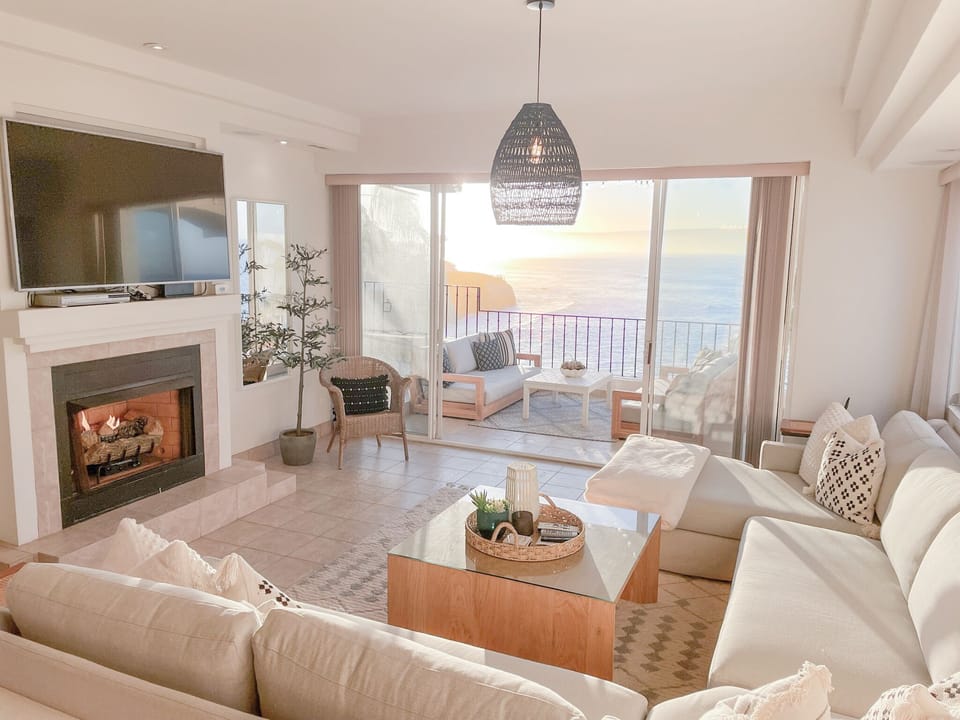 Family Room with fireplace and Direct TV