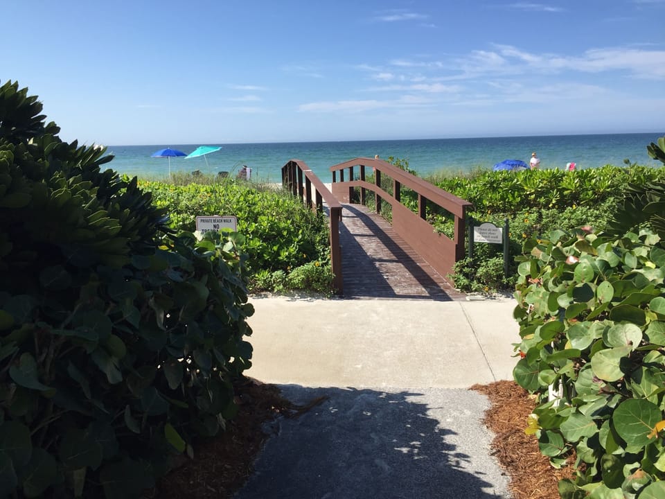 Bridge to private Park Shore Association beach. 
