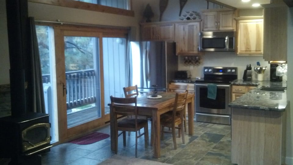 stove on left is wood burning and warms great!
