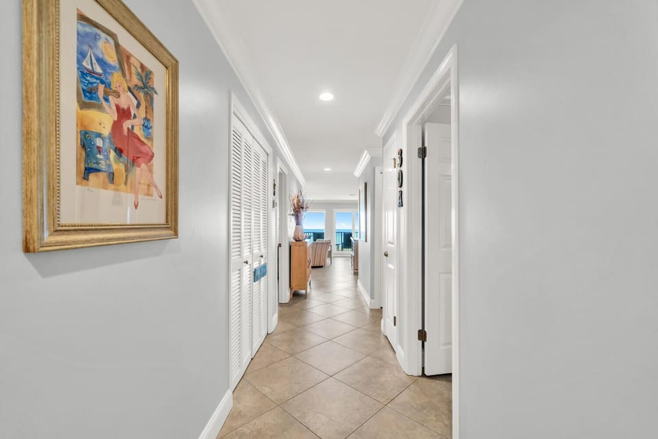 View of hallway to living area