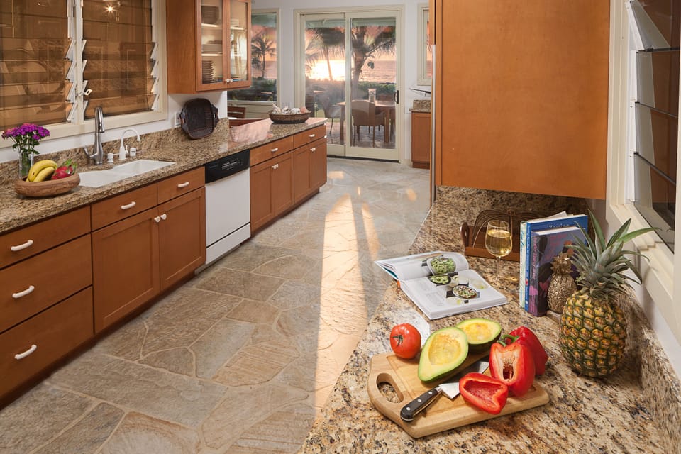 Classic kitchen, with beautiful ocean view,  fully stocked, lots of storage.