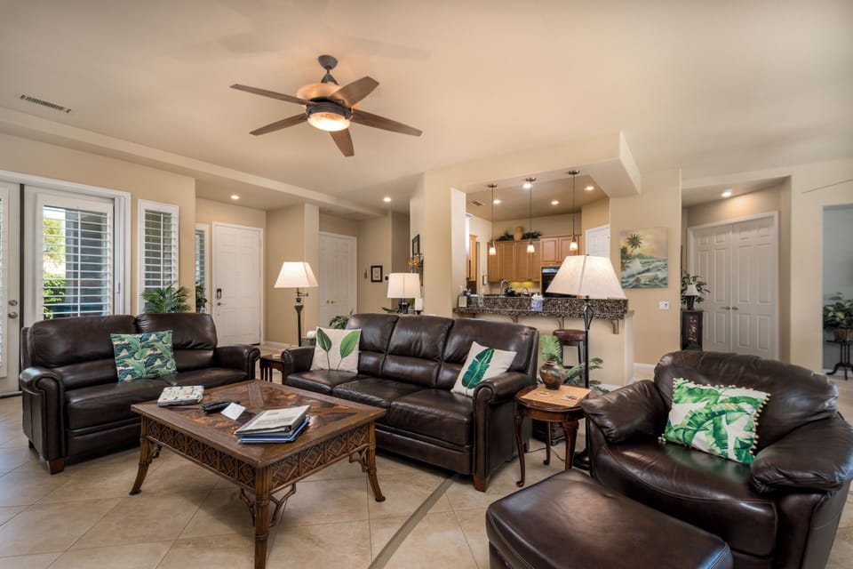 Enjoy watching TV on these comfy couches!