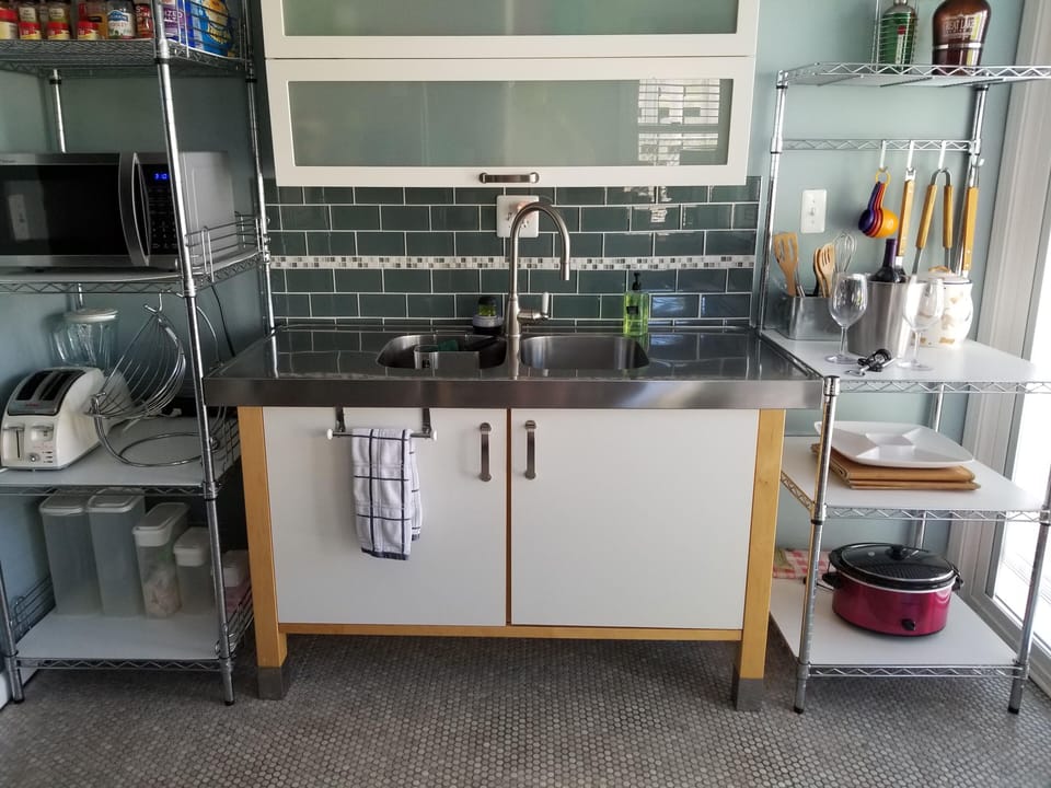Kitchen w/storage. Everything you need to cook and serve a great meal. 