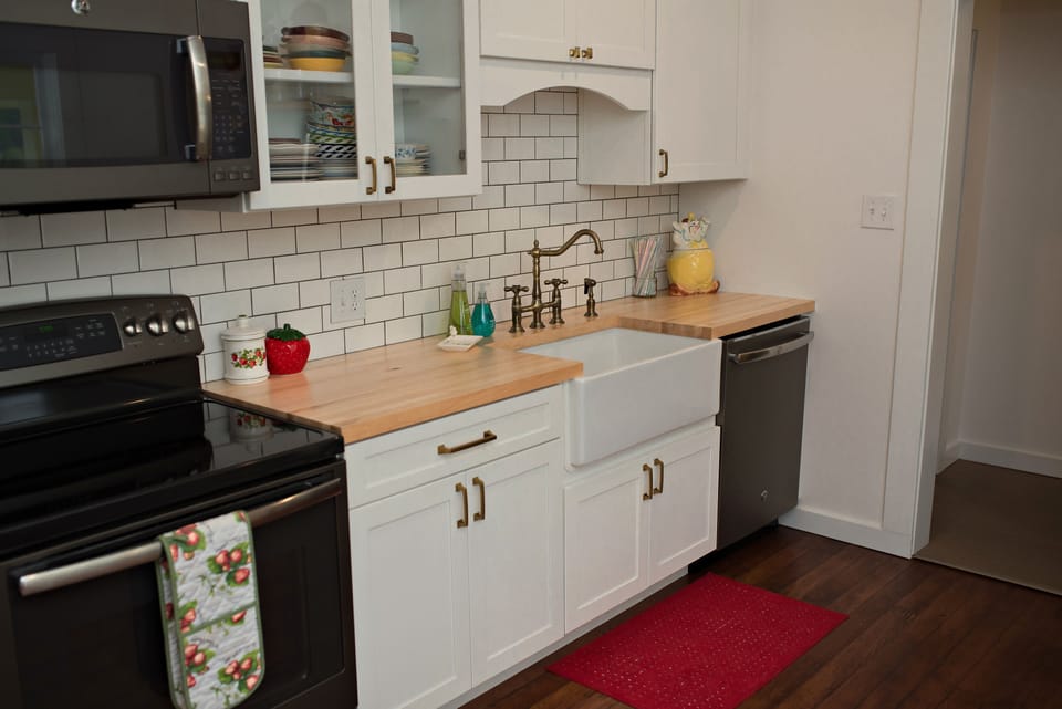 Farmhouse sink in the kitchen.