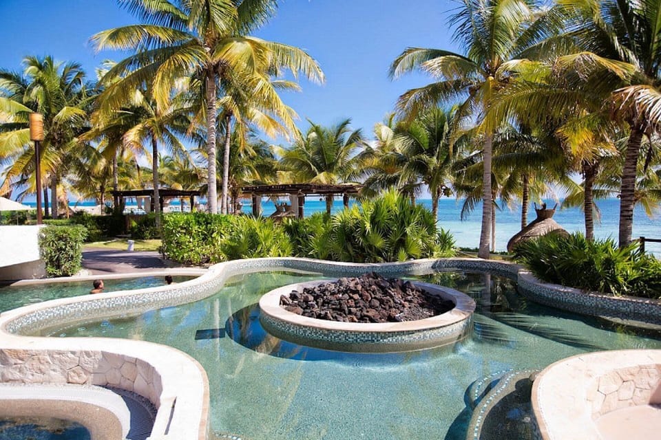one of several large, inviting outdoor hot tubs