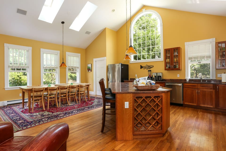 Enter the massive kitchen through French doors from the main living area