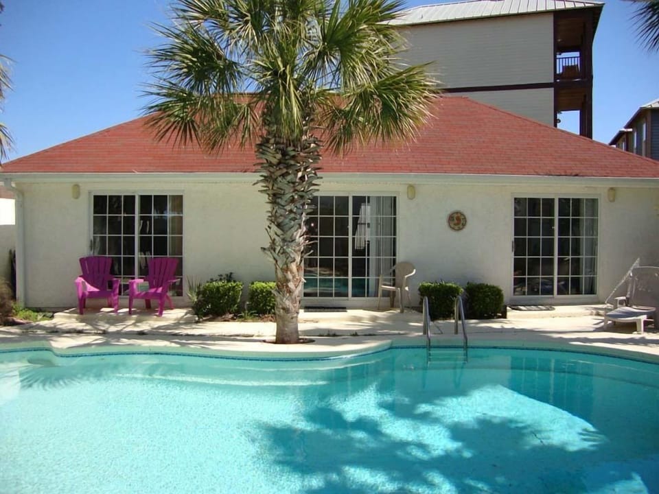 View from main house looking at Pool House
