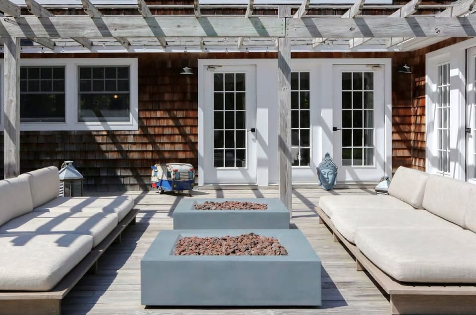 outside lounge seating with firepits