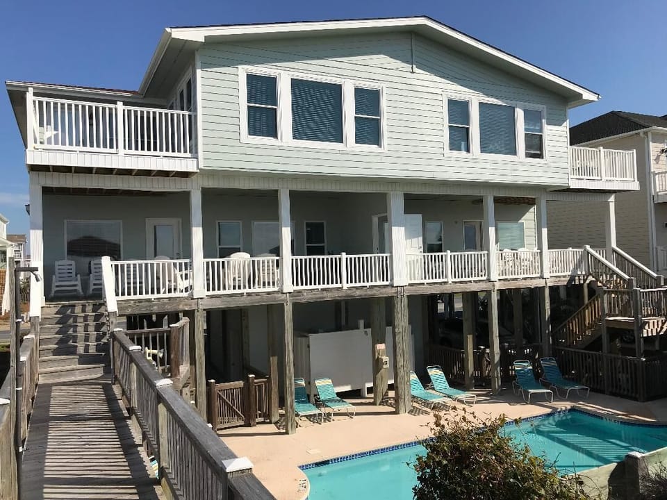 Our lovely oceanfront duplex! Aurora is on the right. Eventide is on the left. 