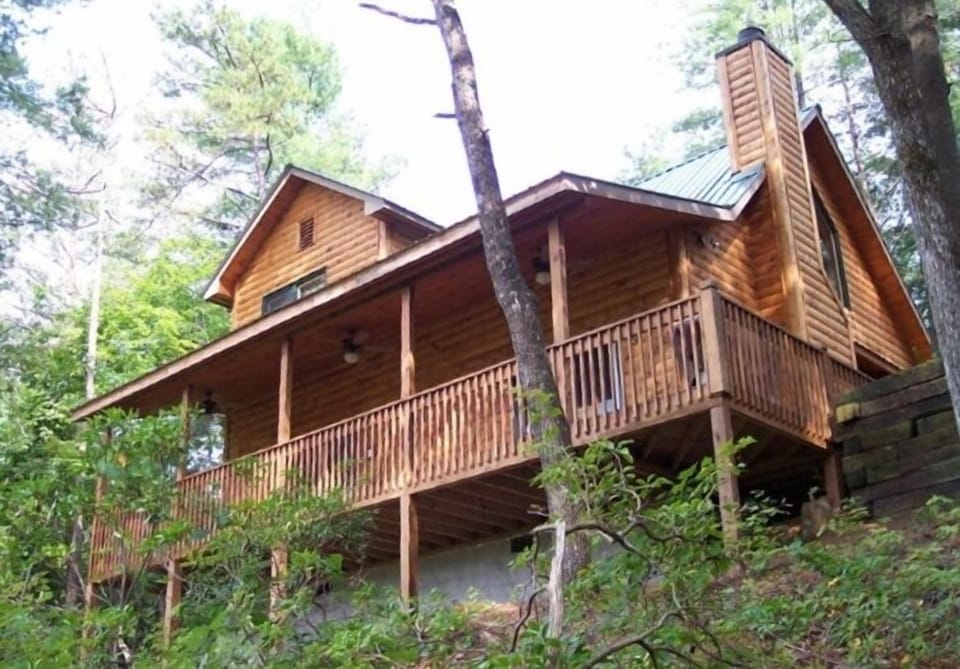Stunning view of five mountain ridges from the covered porch