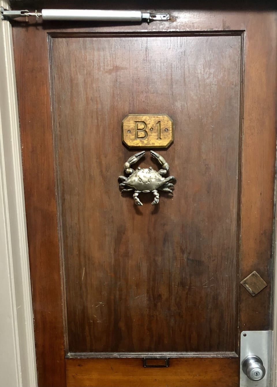 Door to B1 unit from inside building via boardwalk entry