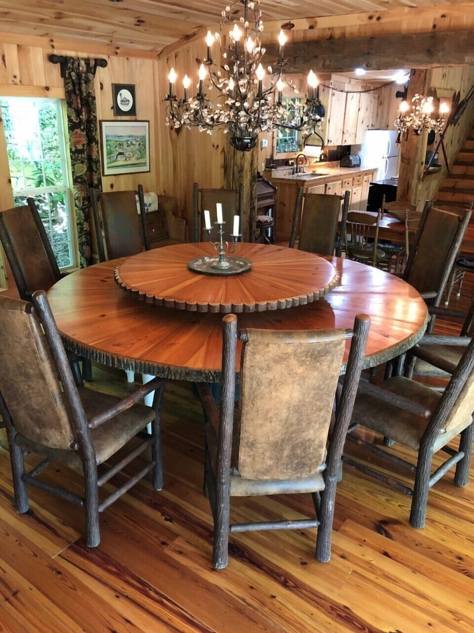 Dining Room Table with Lazy Susan, looking into kitchen