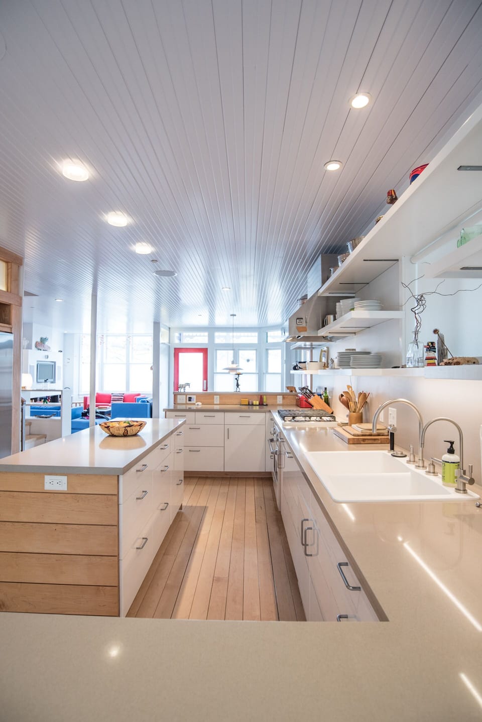 The cook's kitchen is the heart of the main floor