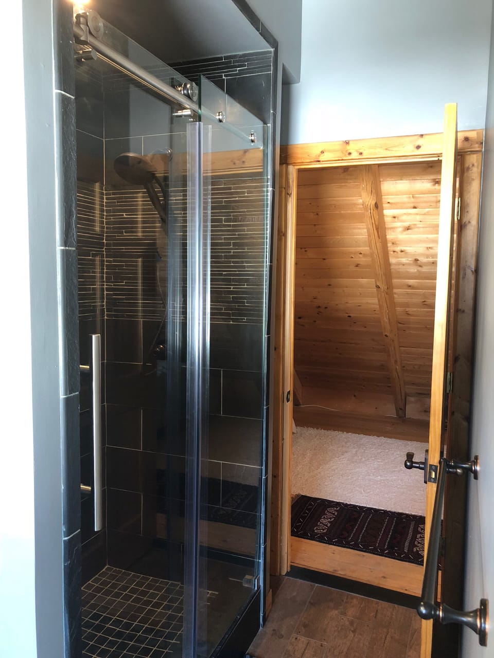 Upper Bathroom Shower (On-Demand Hot Water Tank, Never runs out of Hot Water!)