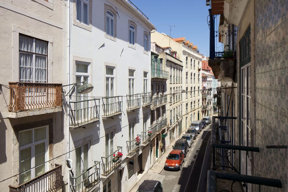 view from the balcony of the living room to the street in front