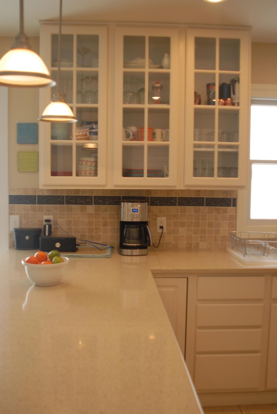 Coffee maker, and binoculars...fruit not included