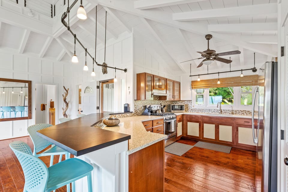Kitchen and bar area in main house
