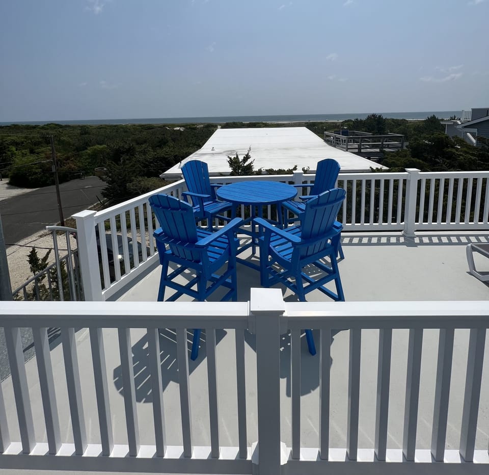 Time for happy hour at the pub table with gorgeous ocean views.  