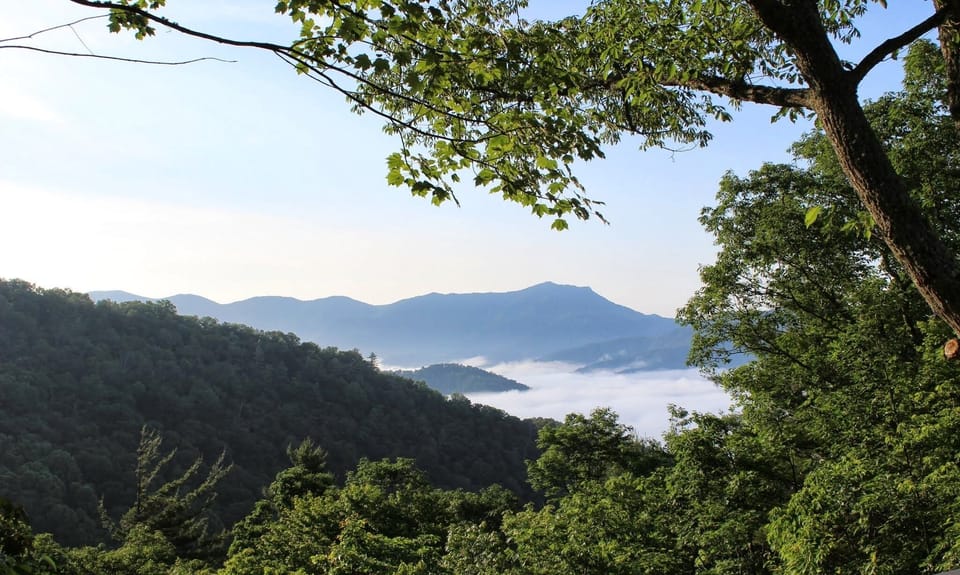 Early morning view of Crabtree Mtn. from kitchen, dinning and lower bedroom deck